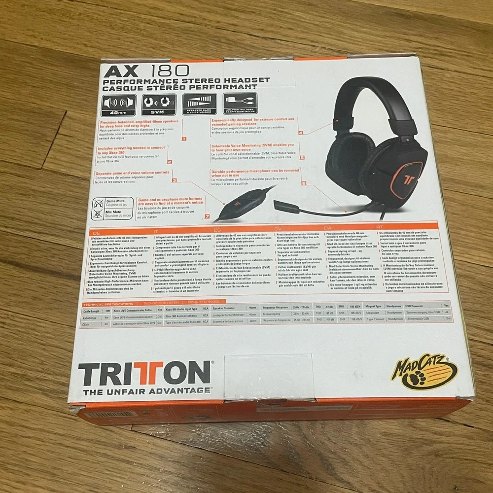 Tritton AX 180 Performance Stereo Gaming Headset Xbox 360 PS3 PC Mad Catz Black